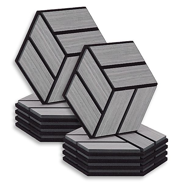 Homestyle4u Akustikpaneele 30 x 26 cm 10 Stück Grau Hexagon Wandpaneele Hol günstig online kaufen