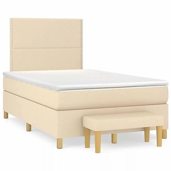 vidaXL Boxspringbett Boxspringbett mit Matratze Creme 120x200 cm Stoff Bett günstig online kaufen