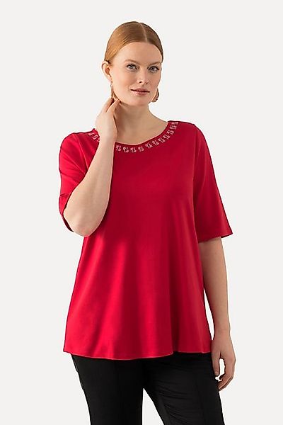 Ulla Popken T-Shirt T-Shirt A-Linie Ziersteine Halbarm günstig online kaufen