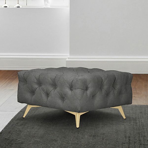 Leonique Polsterhocker "Amaury", Chesterfield-Optik, Breite 80cm, Fußfarbe günstig online kaufen