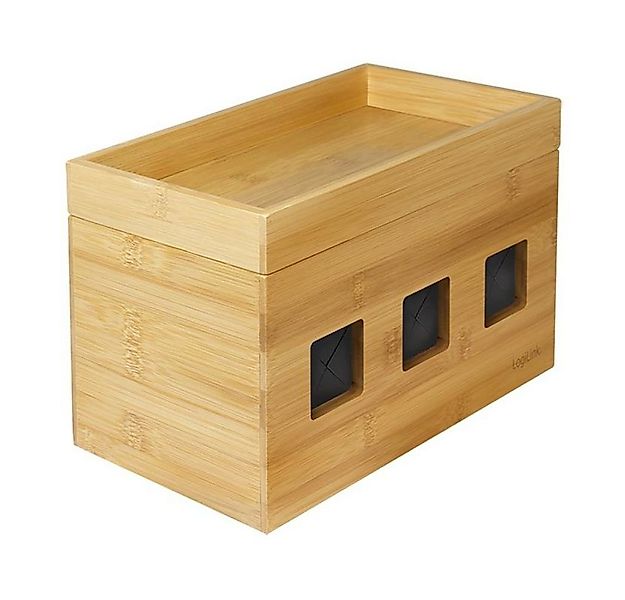 LogiLink Kabelbox KAB0076, 255 x 140 x 165 mm, aus Bambus, Holzbox, Kabelma günstig online kaufen