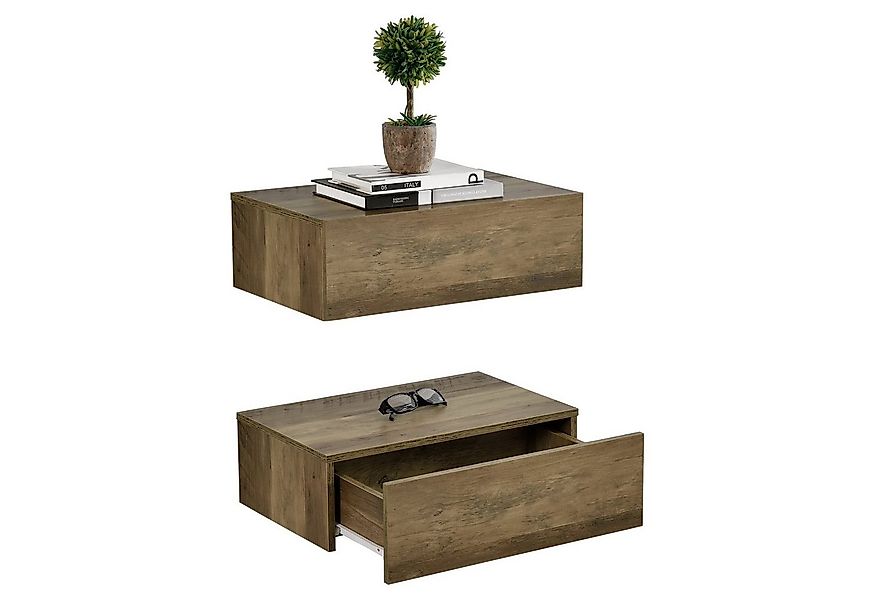 en.casa Nachtschrank »Oslo« in 2er Set mit Schublade 46x30x15cm Holzfarben günstig online kaufen