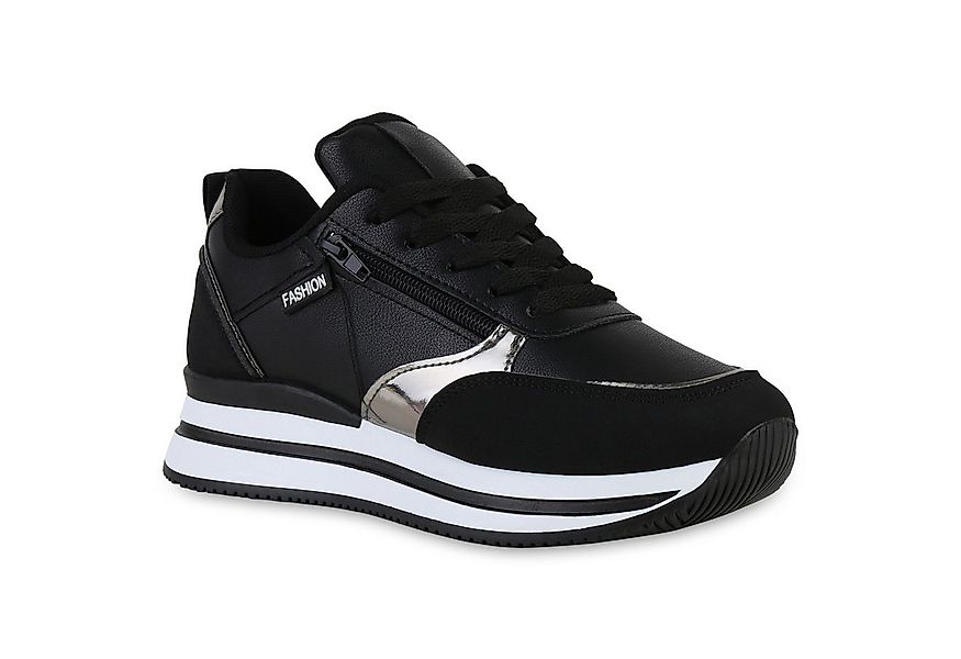 VAN HILL 840174 Plateausneaker Damen Plateau Sneaker Keilabsatz Schnürer Me günstig online kaufen