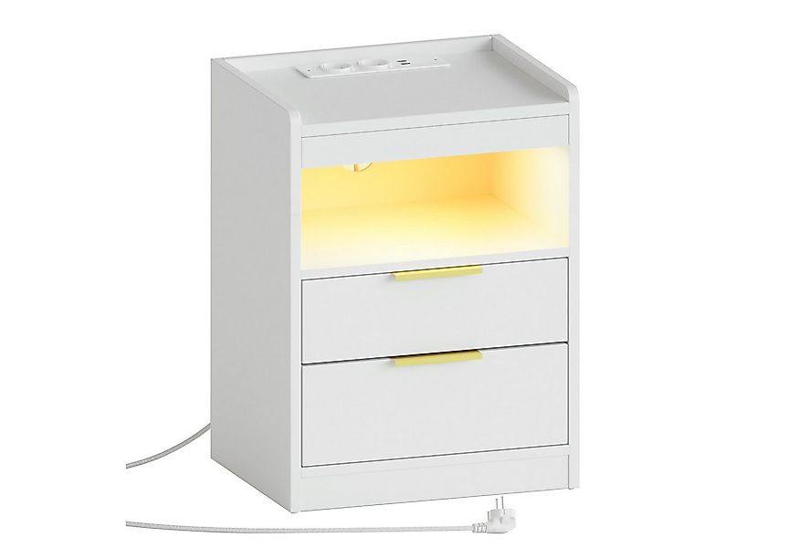 Mondeer Nachttisch LED Nachtkommode (Packung, Beistelltisch mit Steckdosen) günstig online kaufen