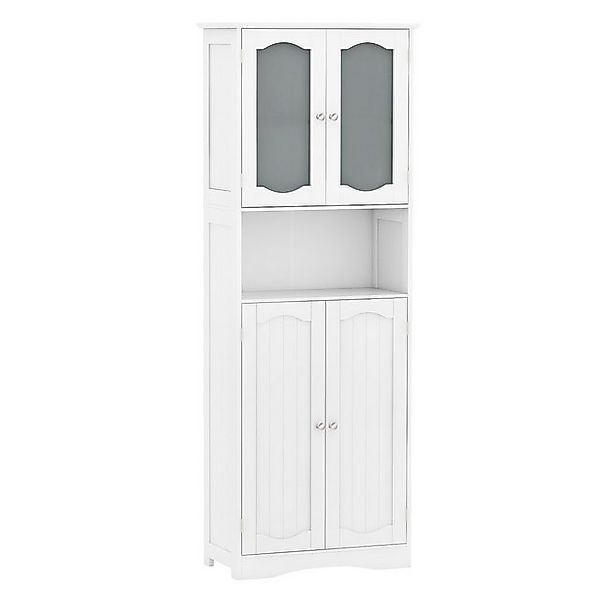 KOMFOTTEU Hochschrank Badschrank mit 4 Türen & Ablage günstig online kaufen