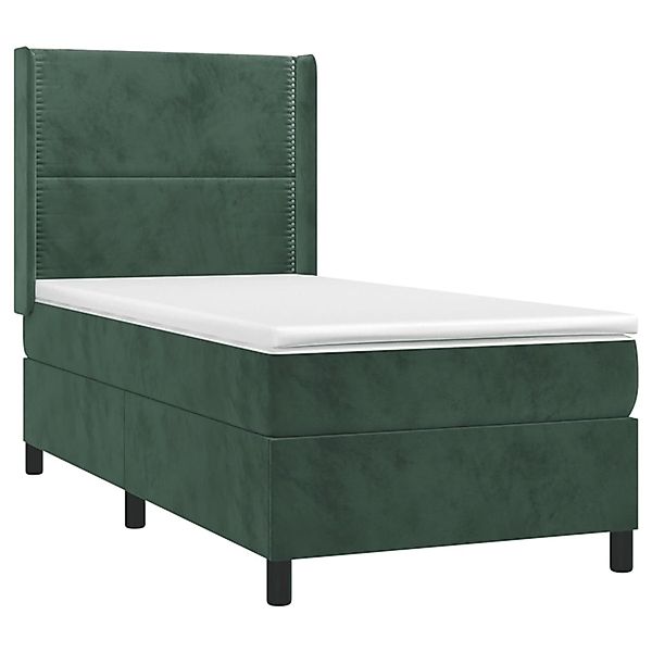 vidaXL Boxspringbett mit Matratze & LED Dunkelgrün 100x200 cm Samt 3139490 günstig online kaufen