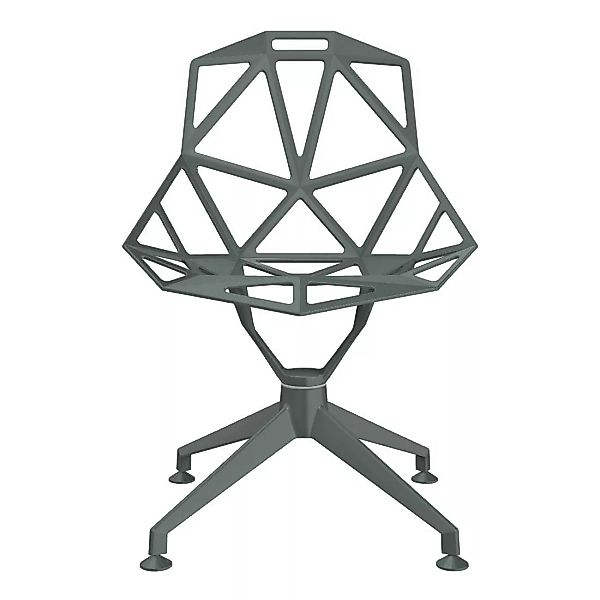 Magis - Chair One 4Star Drehstuhl Vierfußgestell - grau-grün/BxHxT 51x84x51 günstig online kaufen