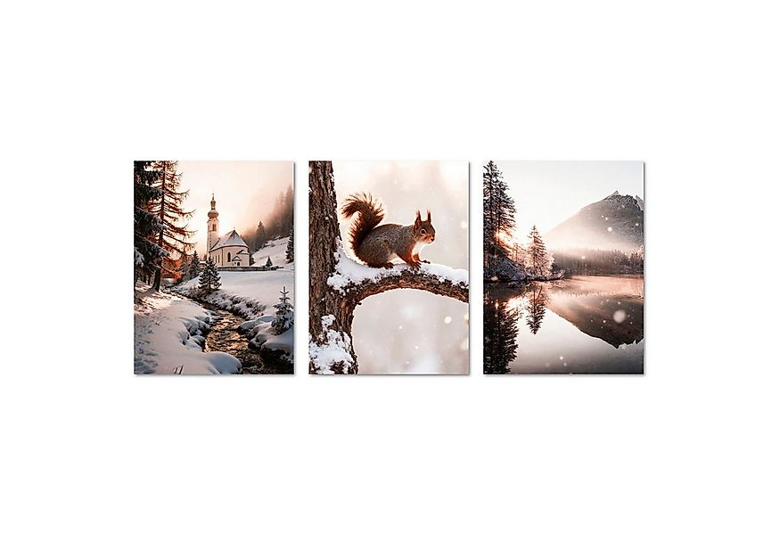 ARTFAVES Bilder-Collage Poster Set - Winter Momente 2 - 3 Deko Wandbilder K günstig online kaufen