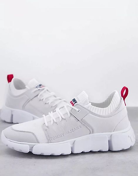 Tommy Jeans – Sneaker im Sockendesign aus Wildleder in Weiß mit Logo günstig online kaufen