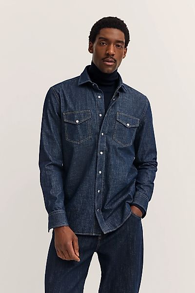 bugatti Jeanshemd "Druckknöpfe", im Modern Fit mit Kent-Kragen und aus Baum günstig online kaufen