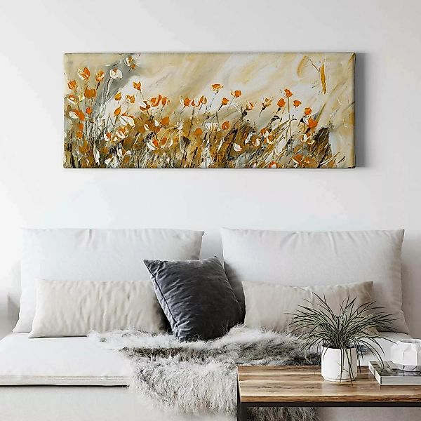 Bricoflor Herbstblumen Bild Auf Leinwand Kunst Wandbild Mit Blumenwiese In günstig online kaufen