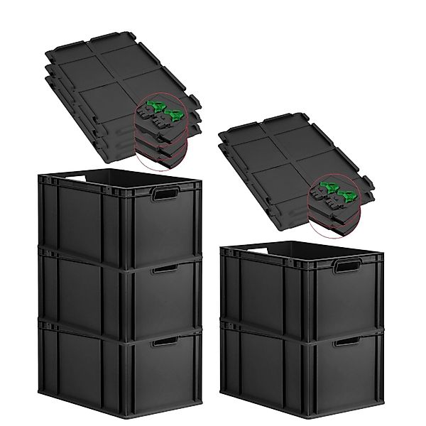 PROREGAL SuperSparSet 5x Eurobox Nextgen Grip Mit Scharnierdeckel Und Grüne günstig online kaufen