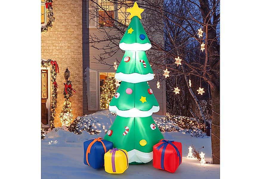 COSTWAY Weihnachtsfigur, 180cm hoch, mit LED-Leuchten & Gebläse, aufblasbar günstig online kaufen