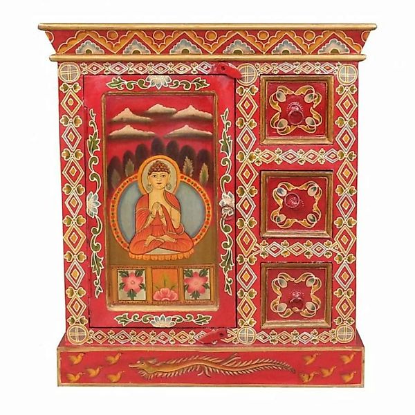 Oriental Galerie Mehrzweckschrank Tibet Wandschrank Norbu Rot 76 cm günstig online kaufen