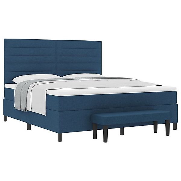 vidaXL Bett Boxspringbett mit Matratze & Bank Blau 180x200 cm Stoff (2-tlg) günstig online kaufen