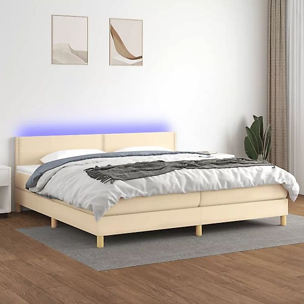 Vidaxl Boxspringbett Mit Matratze & Led Creme 200x200 Cm Stoff günstig online kaufen