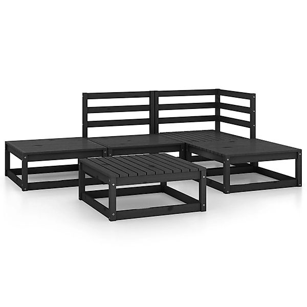 vidaXL 5-tlg Garten-Lounge-Set Schwarz Massivholz Kiefer Modell 103 günstig online kaufen