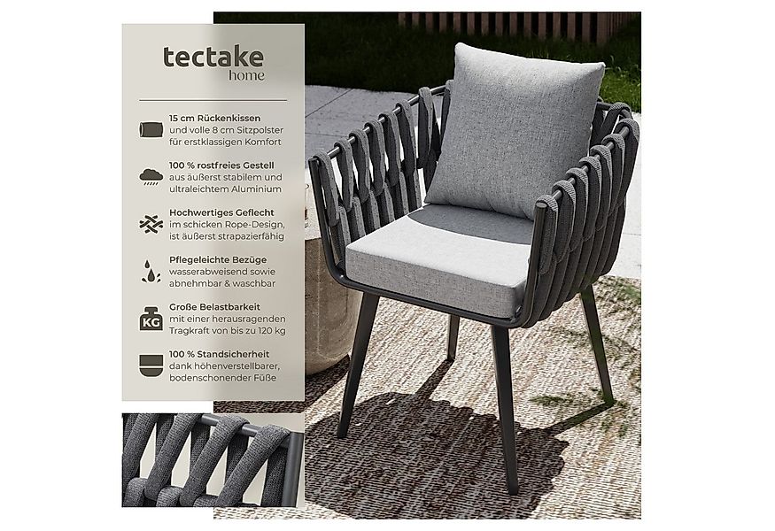 tectake Gartenstuhl Aluminium 2er Set Stuhl (Set., 2 St), Rostfreie, wetter günstig online kaufen