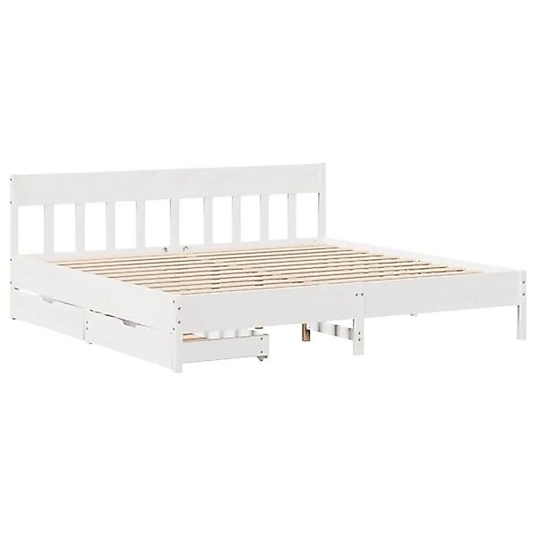 vidaXL Massivholzbett ohne Matratze Weiß 180x200 cm Kiefernholz 3301858 günstig online kaufen