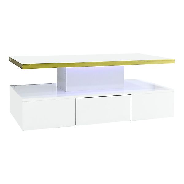 REDOM Couchtisch Eleganter High-Gloss-Couchtisch mit goldener günstig online kaufen