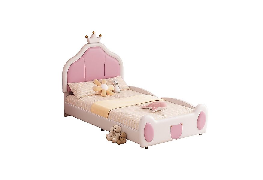 Flieks Polsterbett, Kinderbett Einzelbett 90x200cm mit Krone Kopfteil Kunst günstig online kaufen