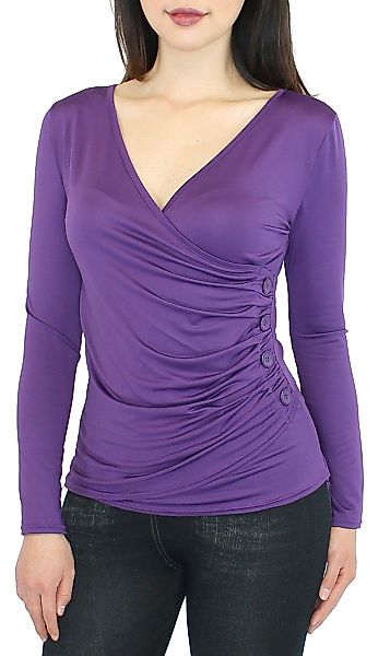 dy_mode Langarmshirt Damen Langarmshirt mit V-Ausschnitt günstig online kaufen
