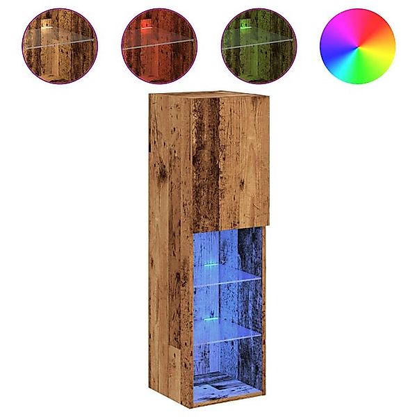 vidaXL Schrankmodule TV-Schrank mit LED-Leuchten Altholz-Optik 30,5x30x102 günstig online kaufen