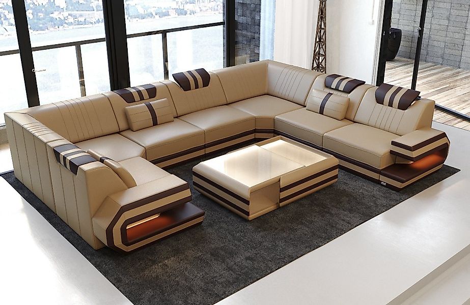Sofa Dreams Wohnlandschaft Sofa Ledercouch Leder Ragusa U Form Ledersofa, C günstig online kaufen