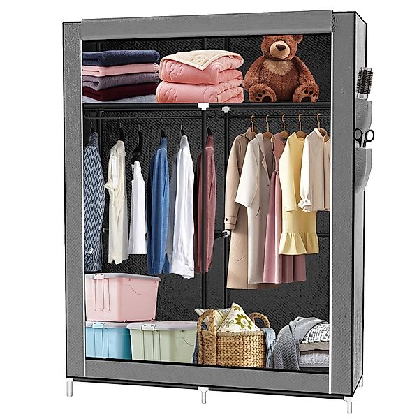 JEOBEST Stoffschrank Kleiderschrank mit Kleiderstange Seitentaschen günstig online kaufen