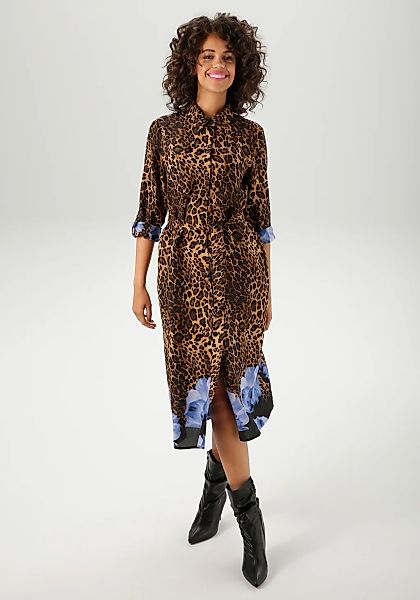 Aniston CASUAL Blusenkleid mit abnehmbarem Bindegürtel, mit Blüten-Bordüre günstig online kaufen
