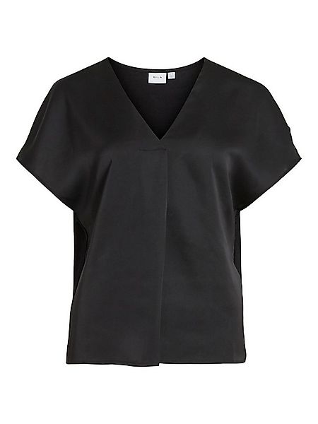 Vila Blusenshirt Satin Blusen Glänzendes Kurzarm Oberteil VIELLETTE V-NECK günstig online kaufen