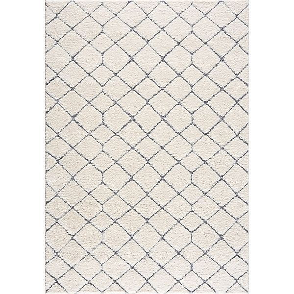 payé Teppich Nara-4499 Hochflor 140x200 cm Pastell-Creme Rautenmuster günstig online kaufen