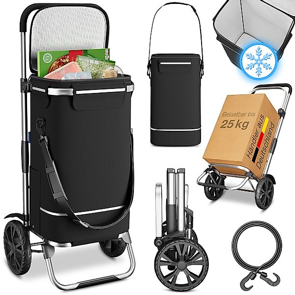ELONEO Einkaufstrolley mit XXL-Kühlfach & praktischem Spanngurt für schwere günstig online kaufen