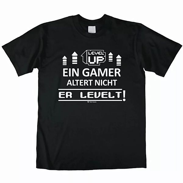 T-Shirt Total T-Shirt Schwarz mit Spruch Gamer Altert nicht er Levelt für H günstig online kaufen