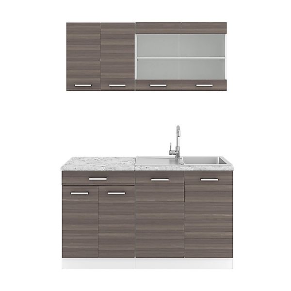 Vicco R-Line Singleküche Edelgrau 140 cm AP Marmor günstig online kaufen