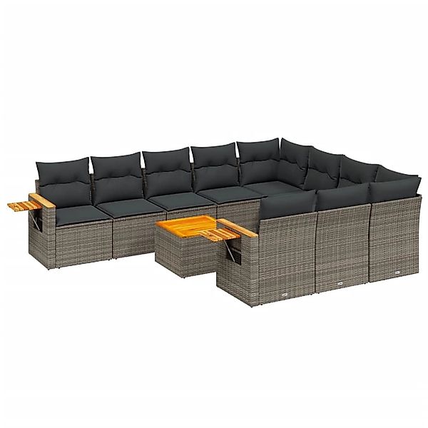vidaXL 11-Tlg Garten-Sofagarnitur mit Kissen Grau Poly Rattan 3259589 günstig online kaufen