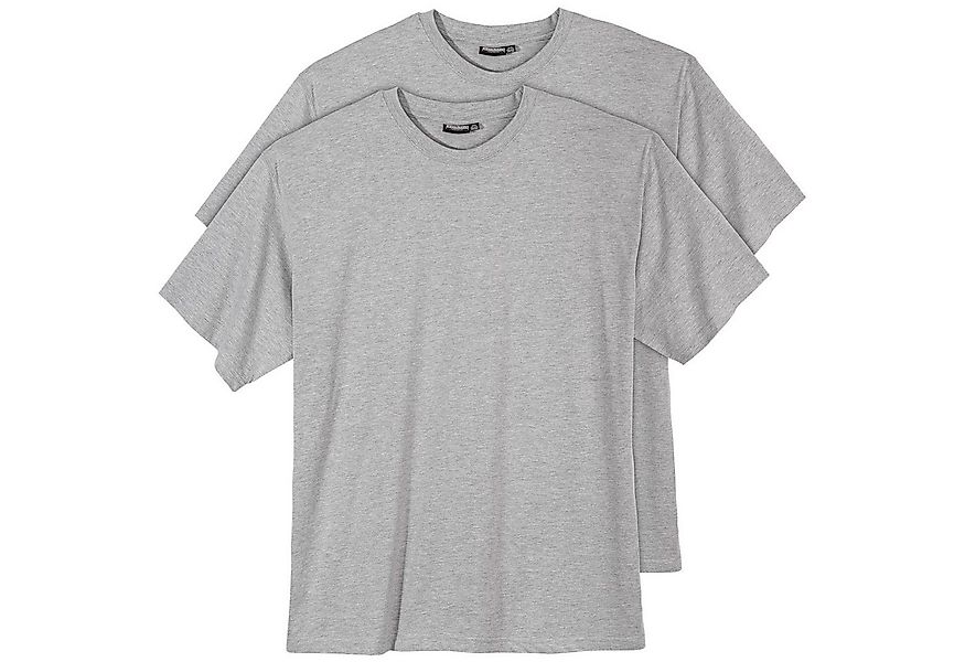 ADAMO Rundhalsshirt 2er Pack T-Shirt hellgrau melange Übergröße Adamo günstig online kaufen