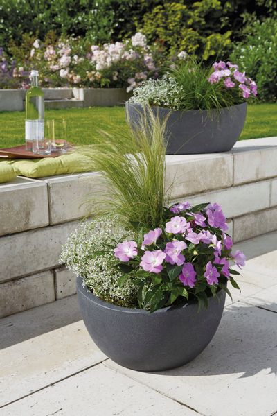 Scheurich Pflanzschale Wave Globe Bowl Ø 39 cm Schwarz Granit günstig online kaufen