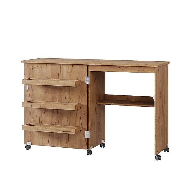 Vicco Schreibtisch Carmen, Eiche, 118 x 77.5 cm mit 3 Regalfächer günstig online kaufen