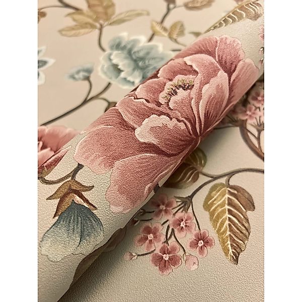 Newroom Vliestapete Viane Beige Blumen Floral günstig online kaufen