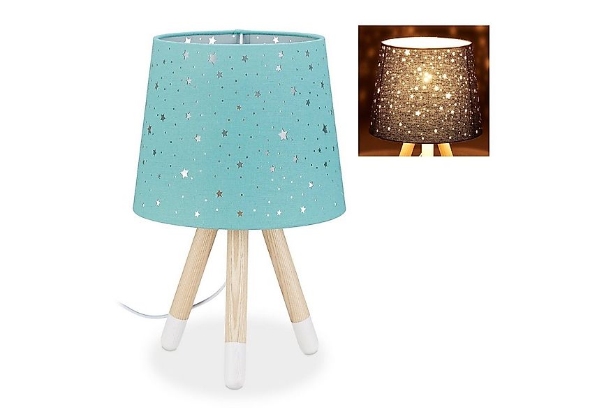 relaxdays Nachttischlampe Tischlampe Kinderzimmer Sterne, Mint günstig online kaufen