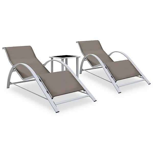 Sonnenliegen 2 Stk. Mit Tisch Aluminium Taupe günstig online kaufen