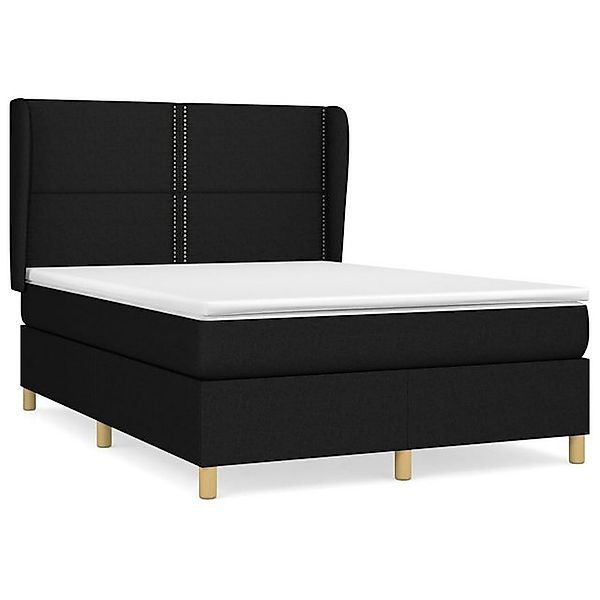 vidaXL Boxspringbett, Boxbett mit Matratze Schwarz 140x190 cm Stoff günstig online kaufen