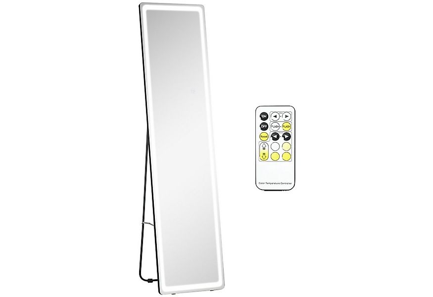 HOMCOM Standspiegel mit LED-Licht, freistehend, Aluminium, einstellbares Li günstig online kaufen