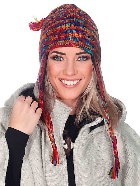 KUNST UND MAGIE Bommelmütze Strickmütze Zipfelmütze Wollmütze Rainbow Ohren günstig online kaufen