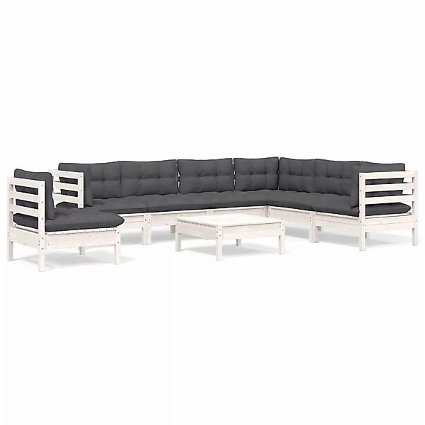 vidaXL 8-tlg Garten-Lounge-Set mit Kissen Weiß Kiefer Massivholz Modell 21 günstig online kaufen