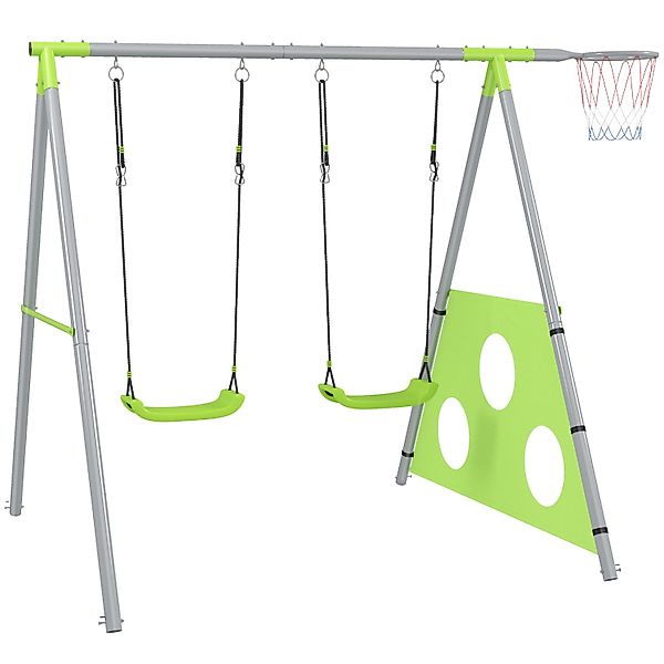 AIYAPLAY 3 in 1 Schaukelgestell Outdoor Schaukelgerüst mit 2 Schaukeln günstig online kaufen