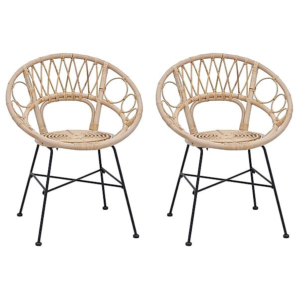 vidaXL Esszimmerstuhl 2 Stk Natur 49 x 51 x 81 cm Rattan und Eisen 42011560 günstig online kaufen