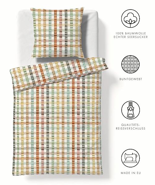 fleuresse Bettwäsche "Rio" Bestickter Seersucker 100% Baumwolle, bügelfrei, günstig online kaufen