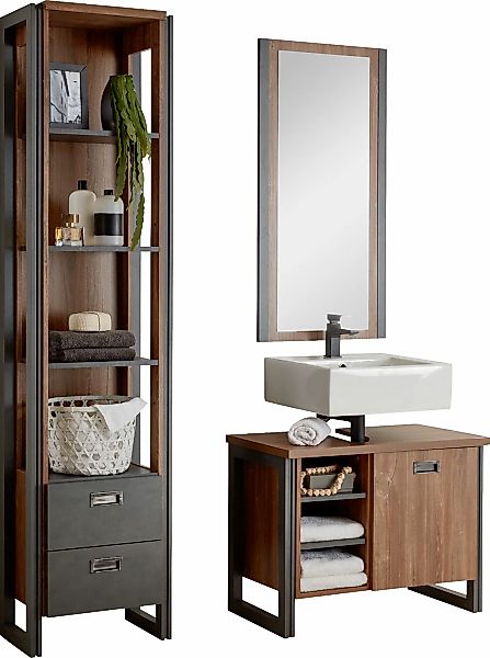Home affaire Badmöbel-Set "Detroit, Bad im Industrialdesign, 3-teiliges Bad günstig online kaufen